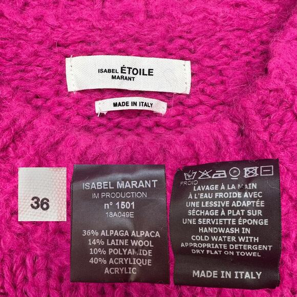 Isabel Marant Étoile Pink Alpaca Wool Blend Oversized Sweater, Size S/ 36 - Picture 14 of 15